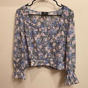 NWT Milk and Honey Blouse blue green pink and brown floral size large